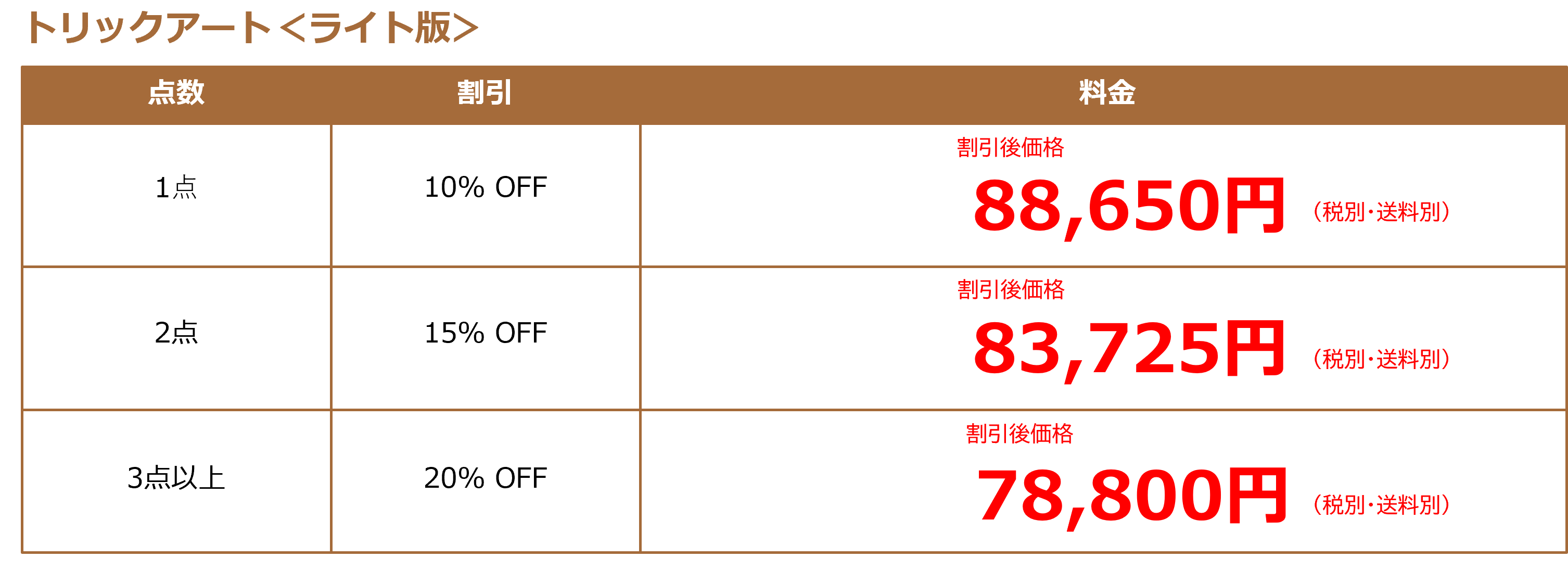 ライト版料金表
